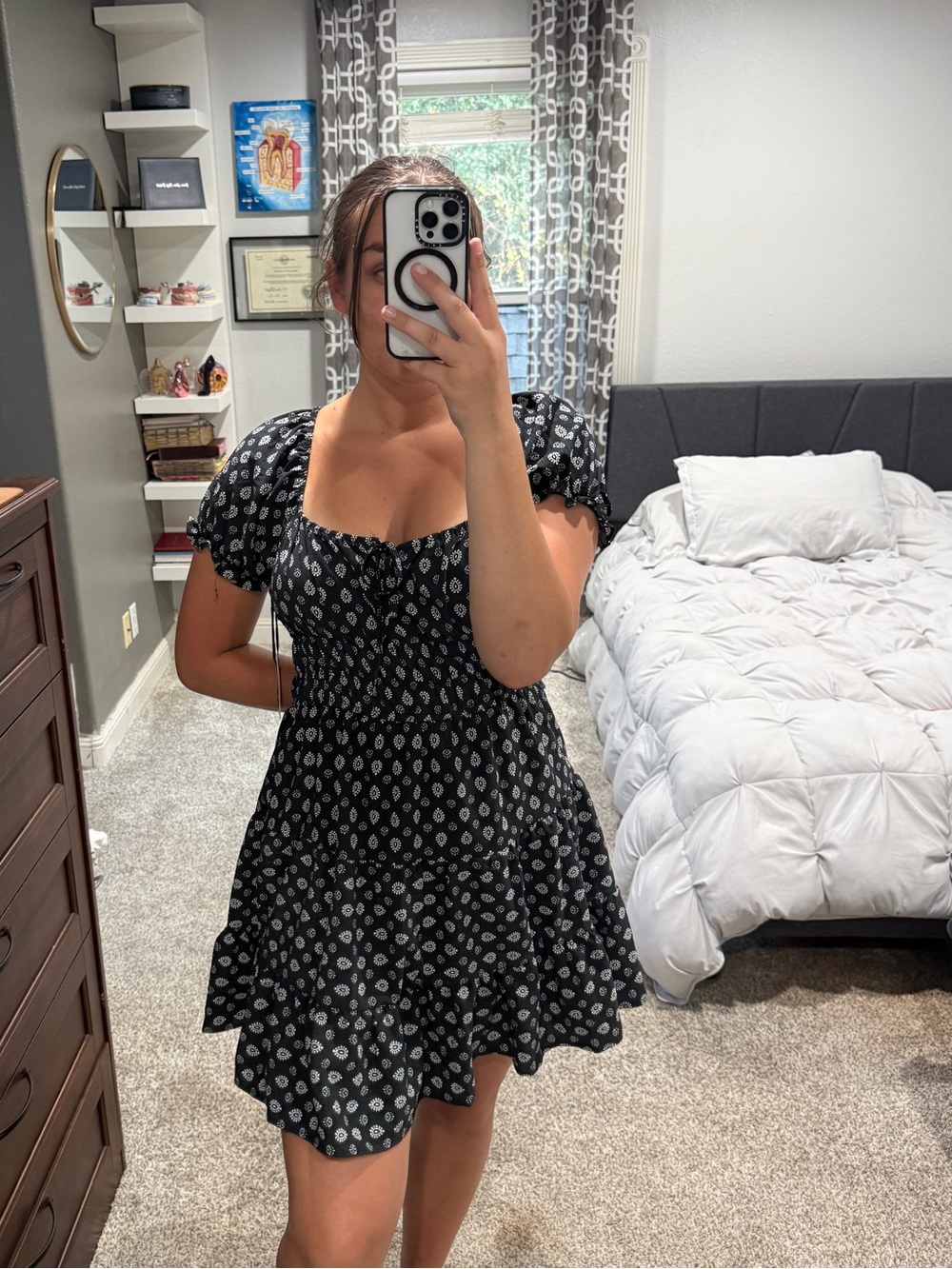Liberty Love Black Floral Square-Neck Maxi Dress